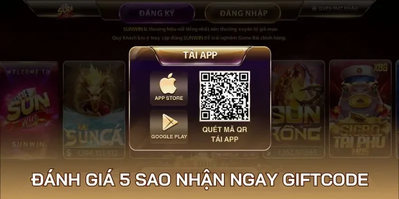 Đánh giá 5 sao nhận ngay GiftCode