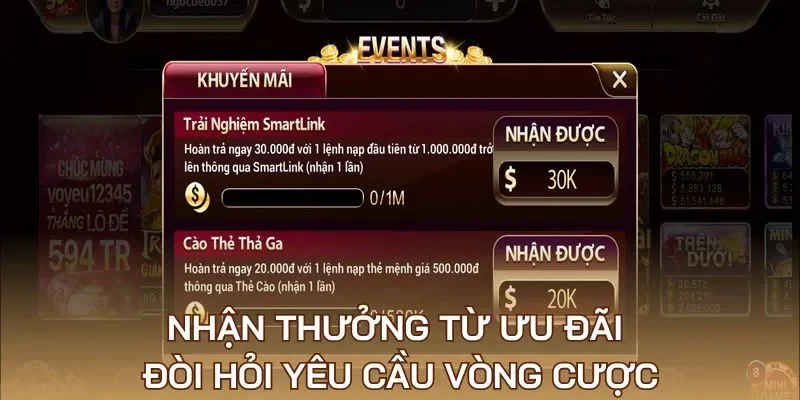 Nhận thưởng từ ưu đãi đòi hỏi yêu cầu vòng cược